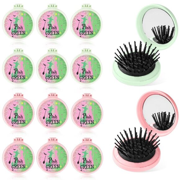 12Pcs Witch Princess Hair Brush Set with Mirror Pink Green Kids Party Gifts main image 6
